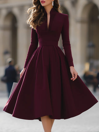 Jennifer | V-Ausschnitt Midi-Kleid