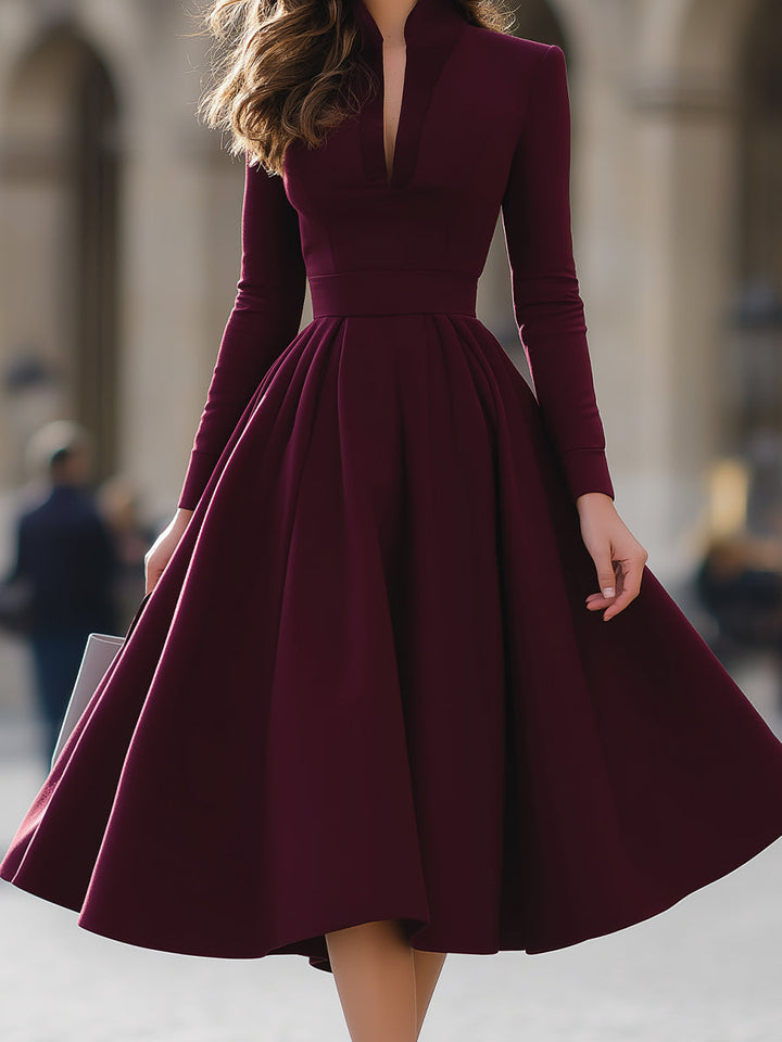 Jennifer | V-Ausschnitt Midi-Kleid
