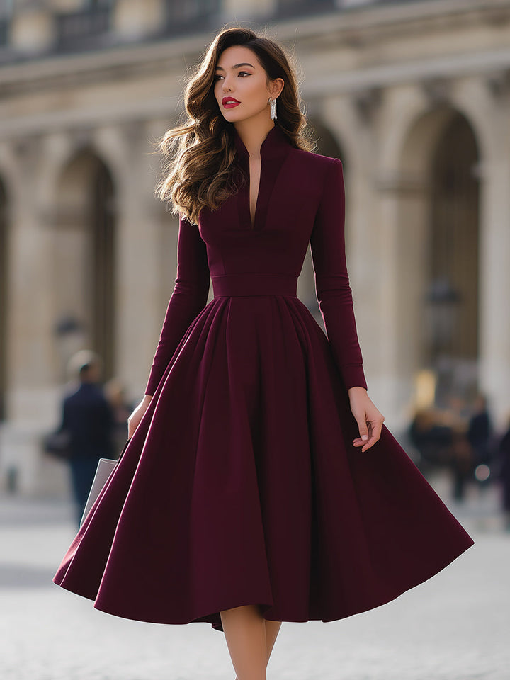 Jennifer | V-Ausschnitt Midi-Kleid